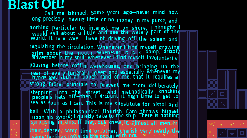 Game engine screenshot with lots of text