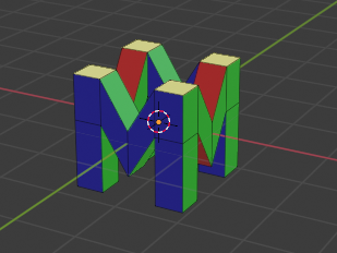 Logo that looks like the N64 logo, but it’s an M, in Blender
