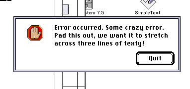 Mac System 7 alert window with long text
