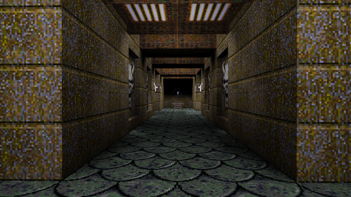 The silver key shown to the player at the end of a hallway in the Quake level “The Vaults of Zin” (E3M2).